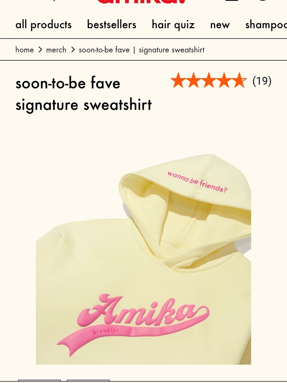 NEW Amika Soon To Be Fave Signature Hoodie Sweatshirt Large